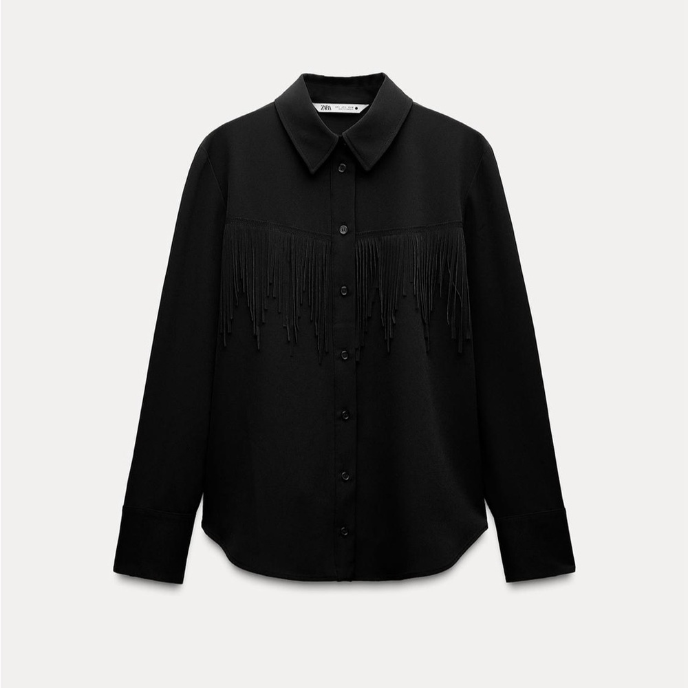 ZARA Black Collared Shirt - Picture 5 of 8